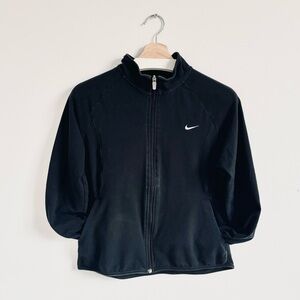 Nike Athletic Fitted Zip Up Long Sleeve Black Top